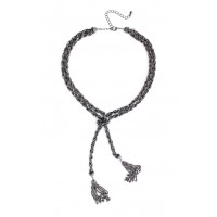 Adriana Knot Tassel Black Kickel Y Chain Necklace